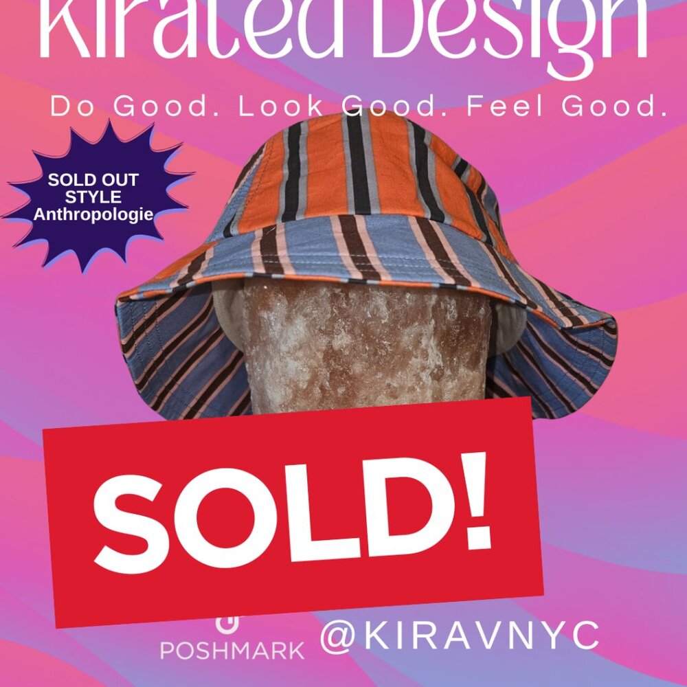 NWOT **sold out * Shirting Fabric Bucket Hat by Anthro in Blue & Orange stripes